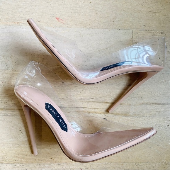 NEW Jessica Rich NUDE leather and polyurethane stiletto pumps - Picture 4 of 11